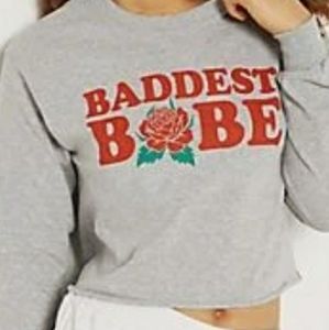 BADDEST B🌼BE CROP HOODIE NO HOODIE
